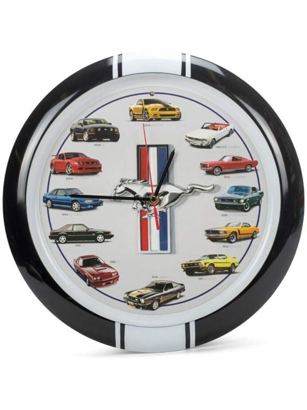 Ford Mustang History Sound Wall Clock 13 Inch Black 60's - Present Collector NEW